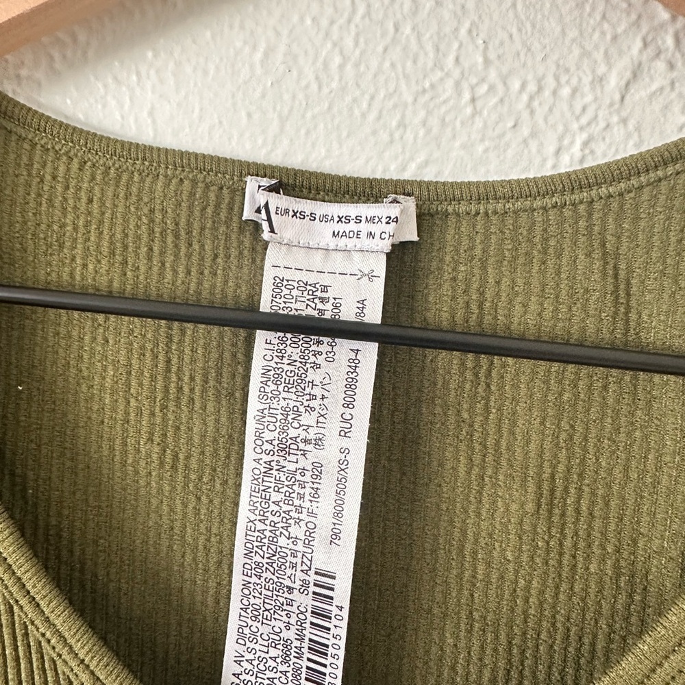 Zara Olive Ribbed Crop Top - Picture 3 of 3